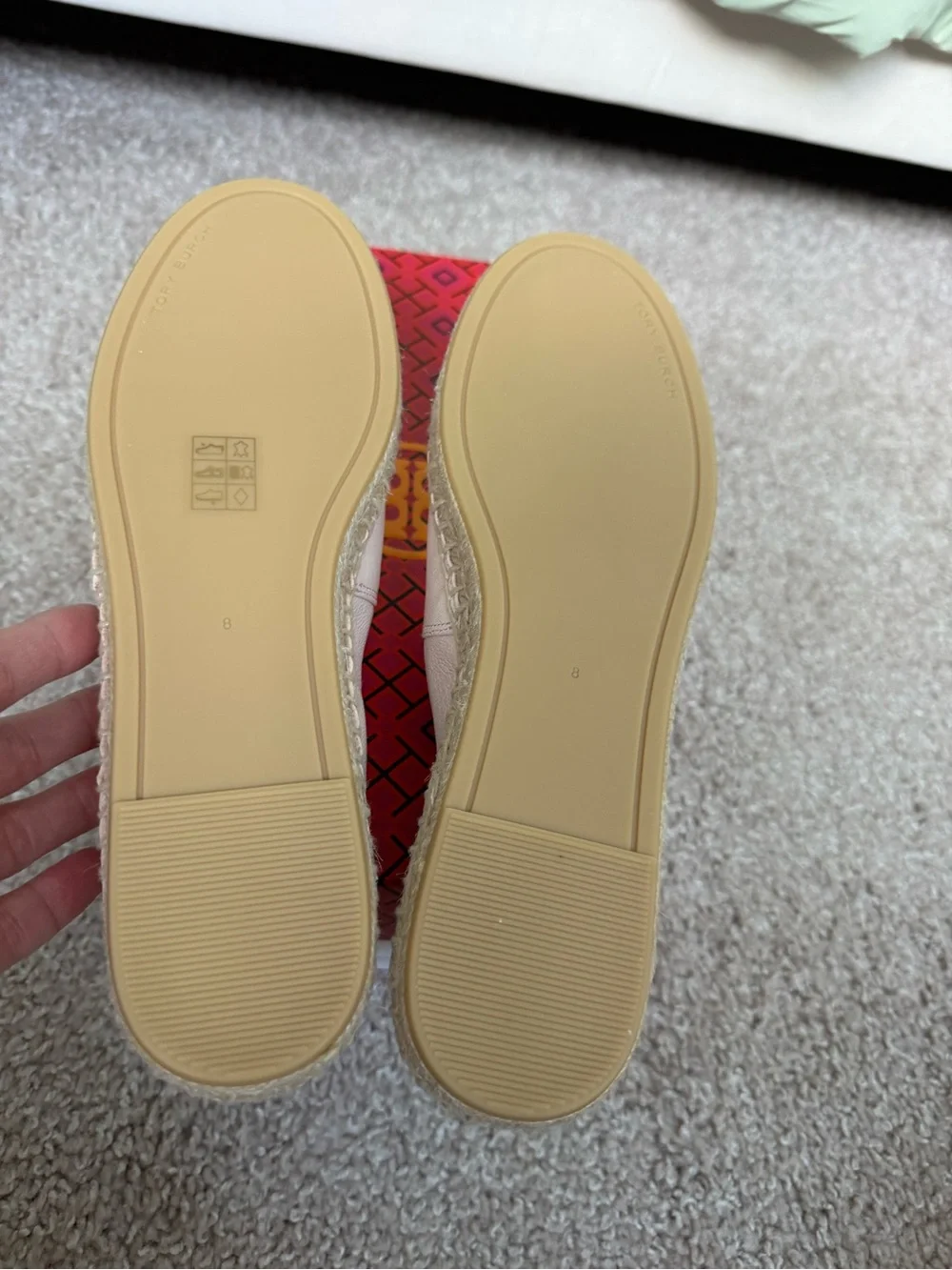 BRAND NEW Tory Burch Light Rose Leather Crystal-Embellished Espadrille Slip-Ons